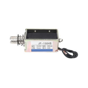 JF-1564B Push-Pull DC Solenoid - 10mm Stroke, 800g 55N Force (DC12V-2A/24V-1A Optional)