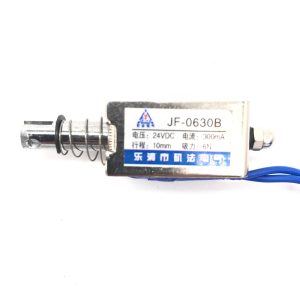 JF-0630B Push-Pull DC Solenoid - 10mm Stroke, 100g Force 6N (6V/12V 1A/24V 300mA Optional)   Size: 16W*19H*30L(mm)